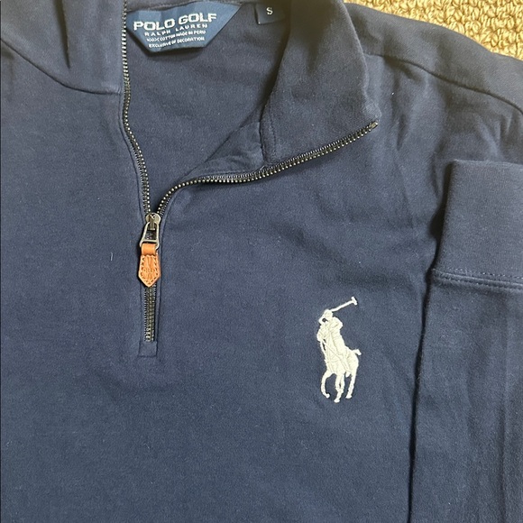 Polo Golf Ralph Lauren ¼-Zip Mock Neck Pullover – Navy Cotton, Big Pony Logo - Picture 3 of 4